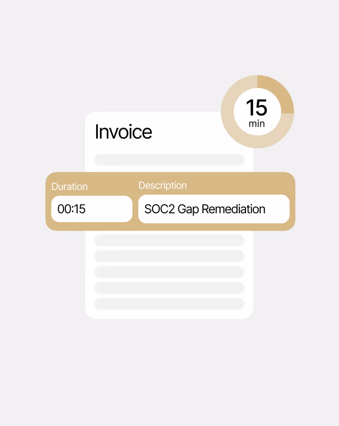 Invoice detailing a 15-minute session for SOC2 gap remediation, highlighting YSecurity’s precision and billing transparency.